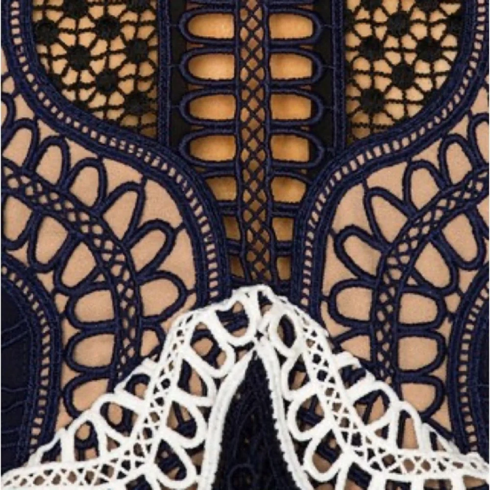 Self-Portrait Wave Guipure Mini Dress Navy US Size 4 - Picture 10 of 10